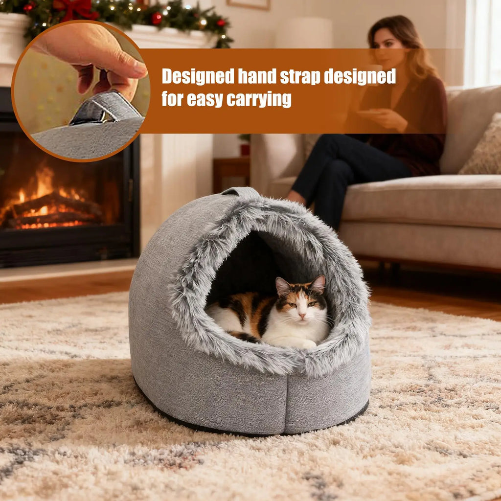 Pet House for Small Dog Cat Bed House Portable Enclosed Plush Pet Kitten Nest Winter Warm Soft Pet Cave Kennel Deep Sleep Sofa