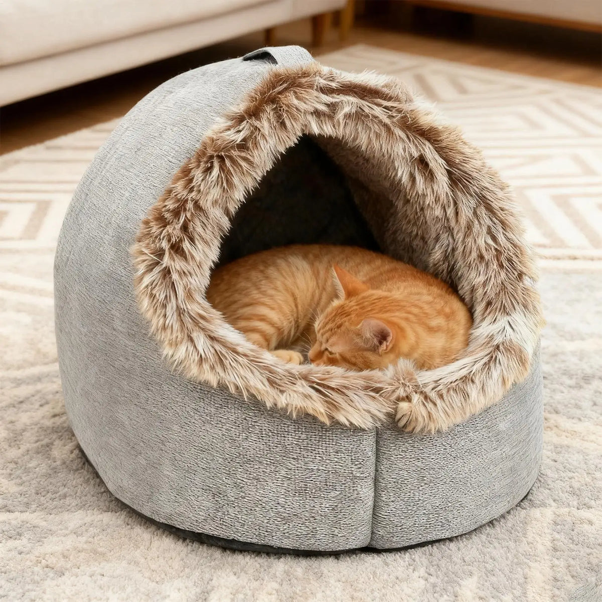 Pet House for Small Dog Cat Bed House Portable Enclosed Plush Pet Kitten Nest Winter Warm Soft Pet Cave Kennel Deep Sleep Sofa