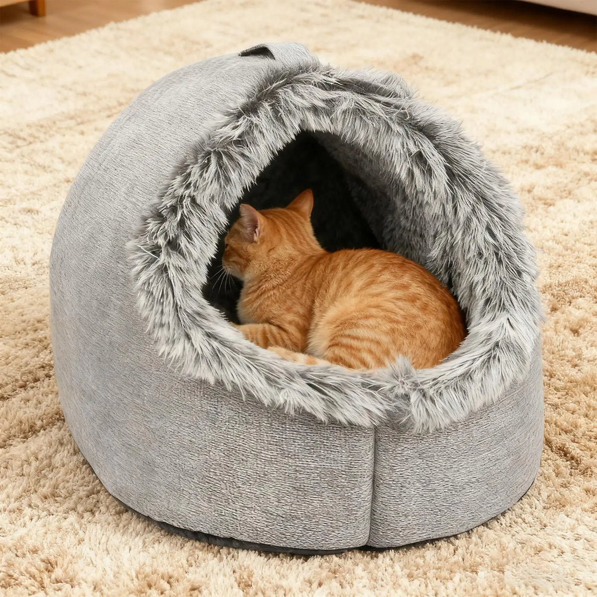 Pet House for Small Dog Cat Bed House Portable Enclosed Plush Pet Kitten Nest Winter Warm Soft Pet Cave Kennel Deep Sleep Sofa