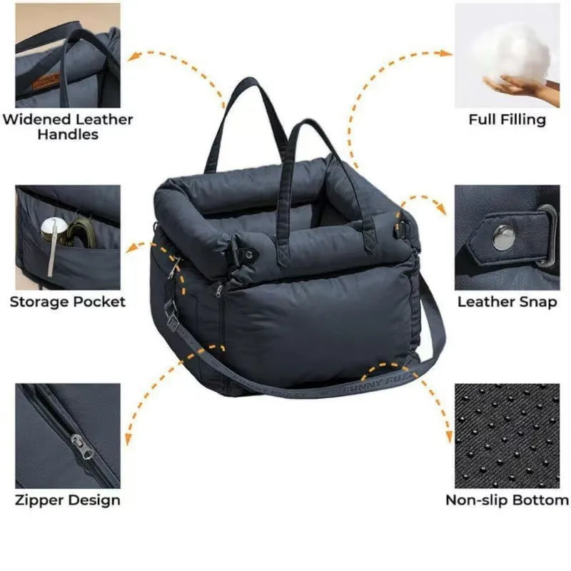 Car Pet Bed, Washable PU Leather Dog Mat, Portable Waterproof Bite-Resistant Small Dog Bed, Non-Slip Pet Car Supplies for Cats