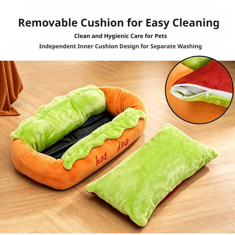 Hot Dog Shaped Pet Bed Four Seasons Usable Dog Mat Cute Puppy Sleeping Nest Soft Cat Bed Warm Comfortable Household Product
